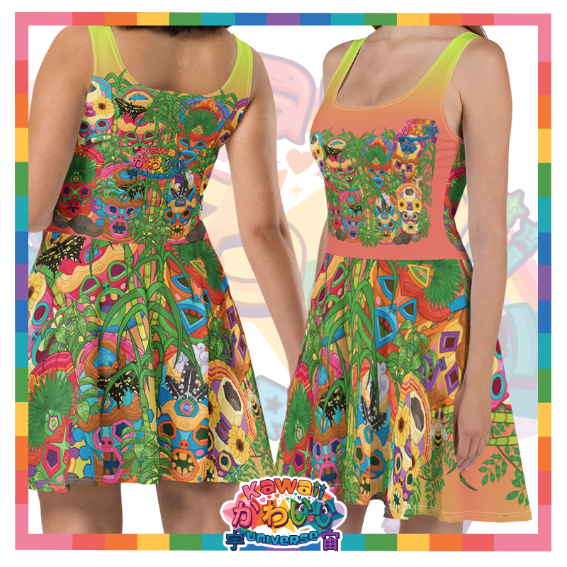 Kawaii Universe - Cute Miami Tiki Totems Designer Sun Dress