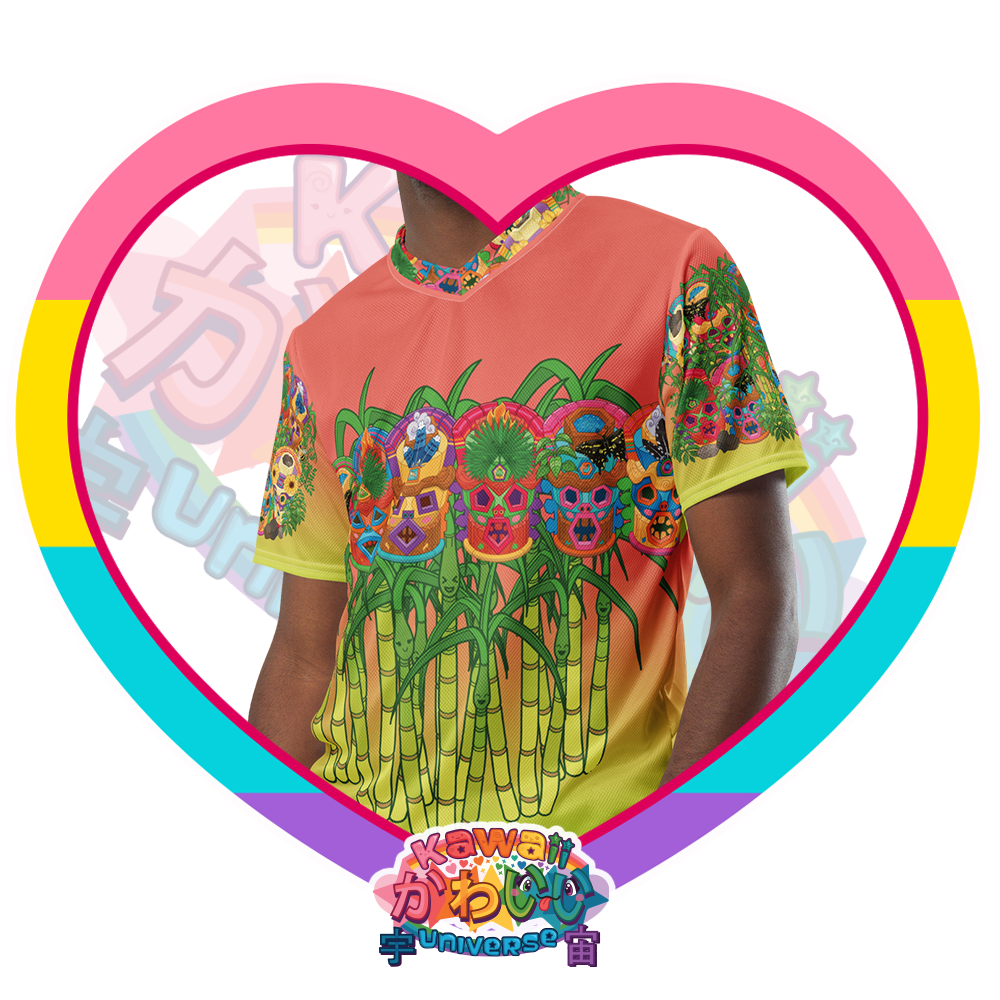 Kawaii Universe - Cute Miami Tiki Totems Designer Unisex Eco Sports Tee