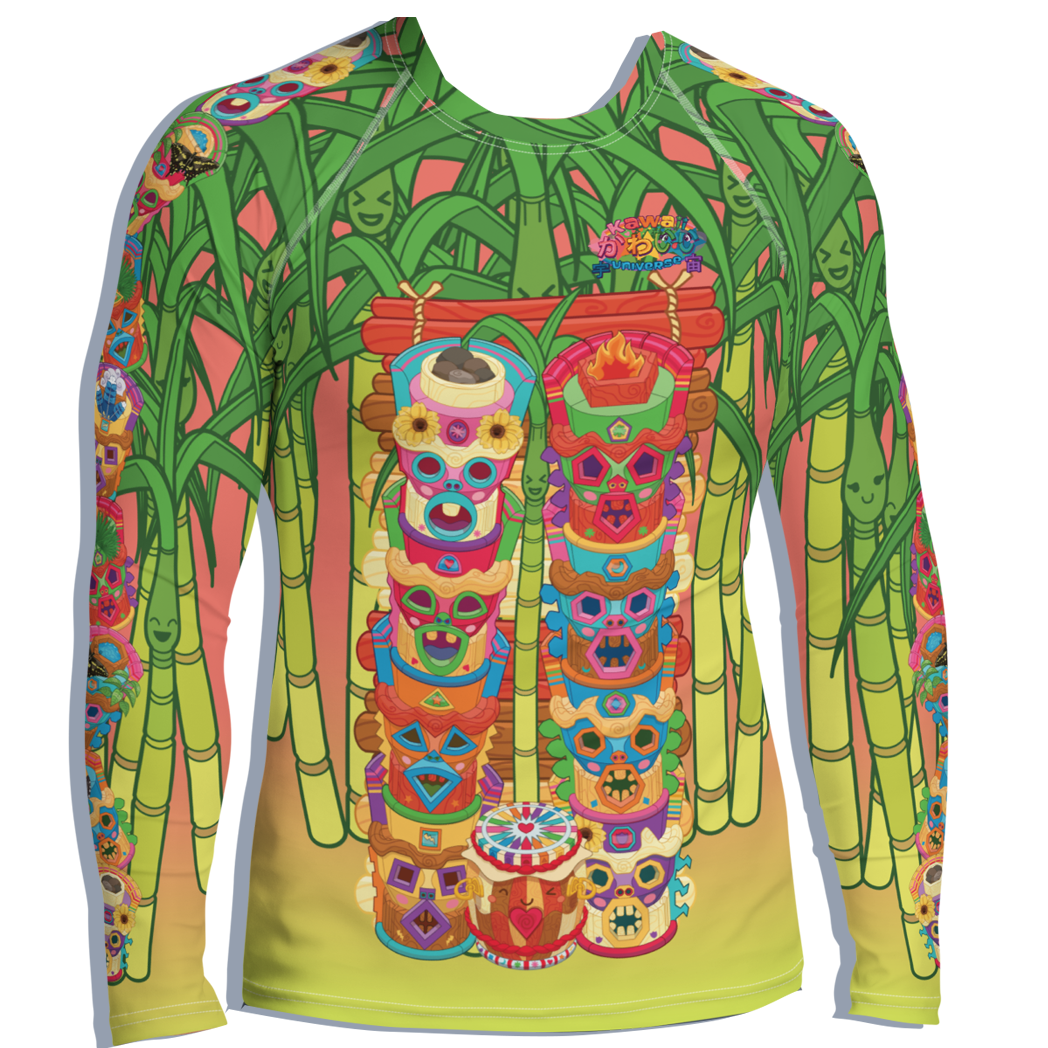 Kawaii Universe - Cute Miami Tiki Totems Mens Rash Guard