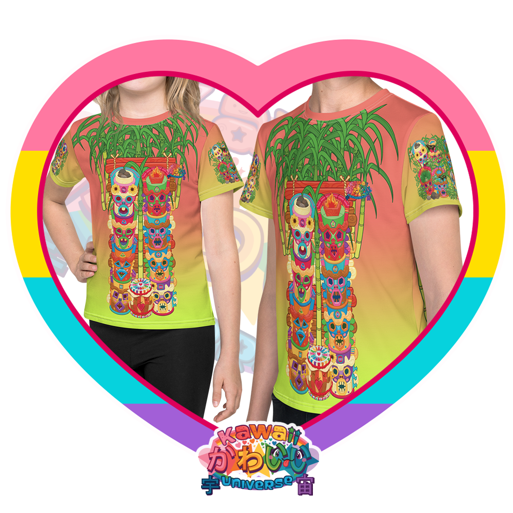 Kawaii Universe - Cute Miami Tiki Totems Unisex Toddler to Tween Tee