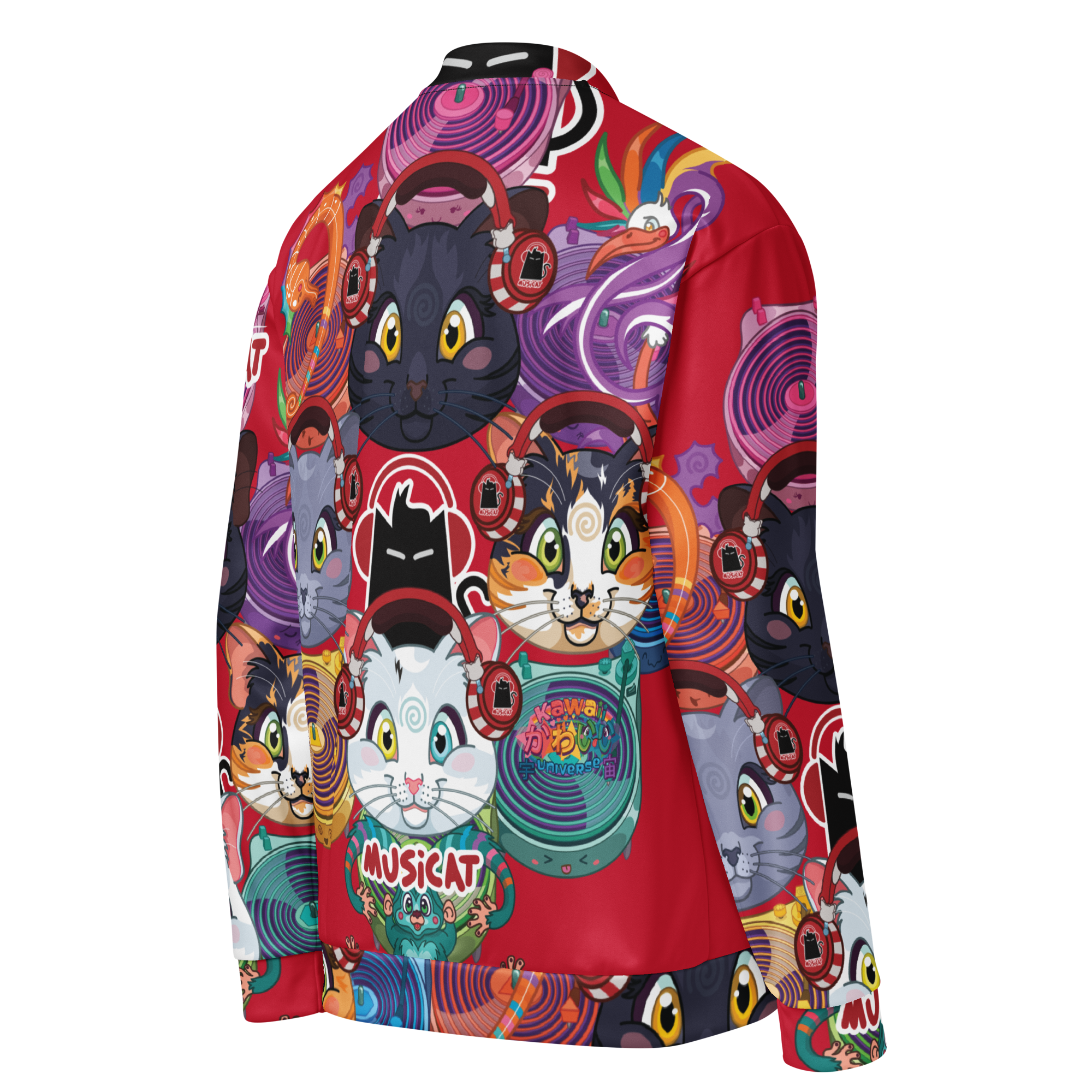 Kawaii Universe - Cute Musicat DJ Kitty Quartet Unisex Zipup Bomber Jacket