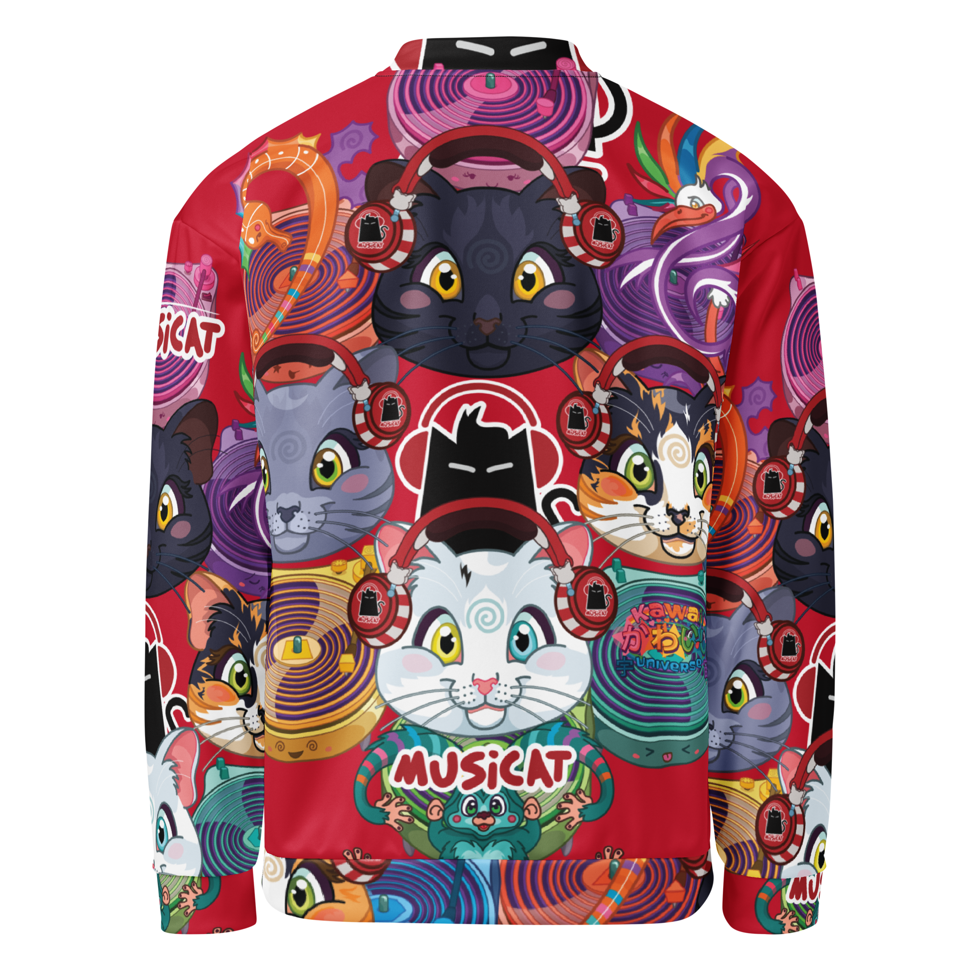 Kawaii Universe - Cute Musicat DJ Kitty Quartet Unisex Zipup Bomber Jacket
