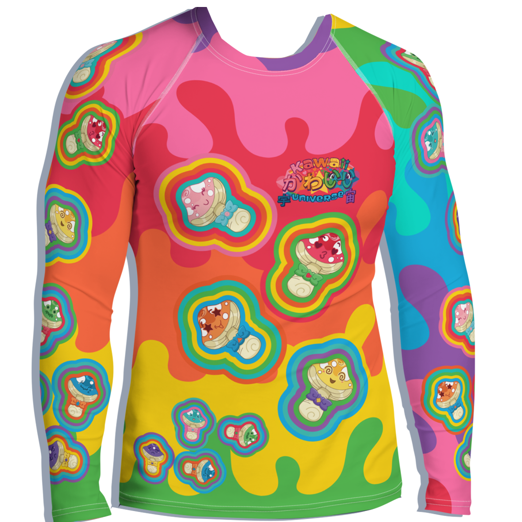 Kawaii Universe - Cute Natsu Fantasy Mushrooms Mens Rash Guard