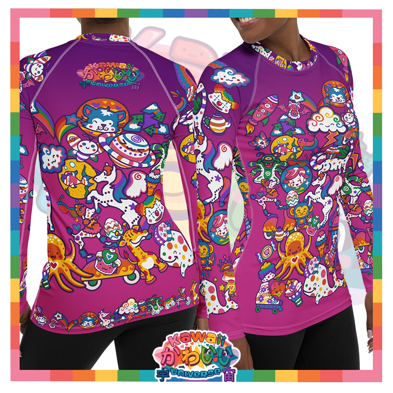 Kawaii Universe - Cute Playfulverse Ladies Rash Guard