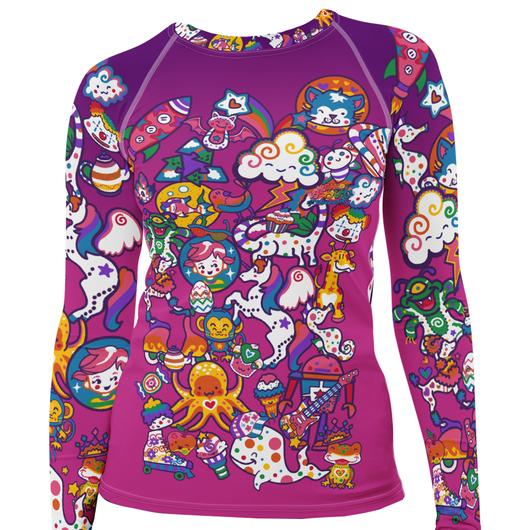 Kawaii Universe - Cute Playfulverse Ladies Rash Guard