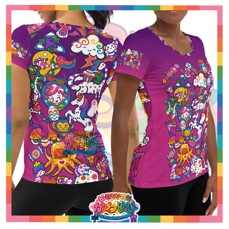 Kawaii Universe - Cute Playfulverse Ladies Workout Tee