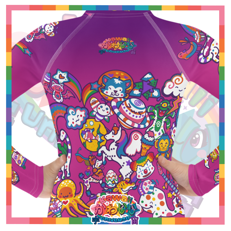 Kawaii Universe - Cute Playfulverse Toddler to Tween Unisex Sun and Swim Shirt Rash Guard