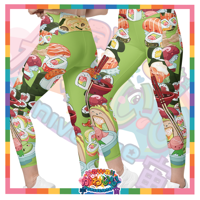 Kawaii Universe - Cute Sushi and Nigiri Designer Ladies Leggings