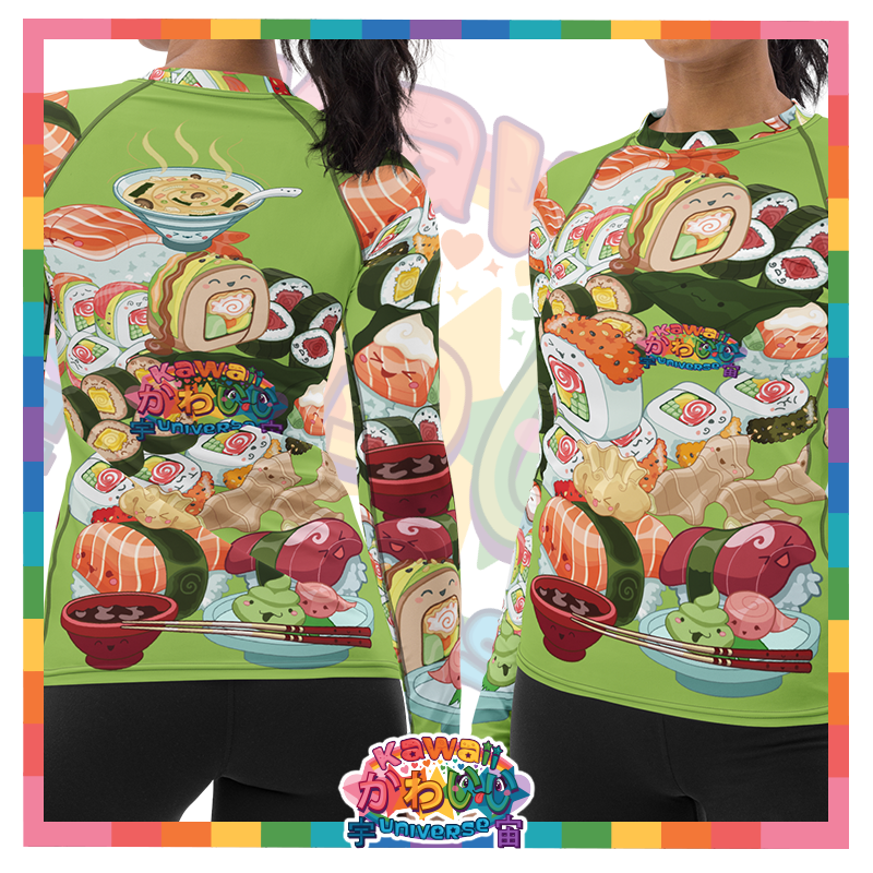 Kawaii Universe - Cute Sushi and Nigiri Ladies Sun N' Swim Shirt