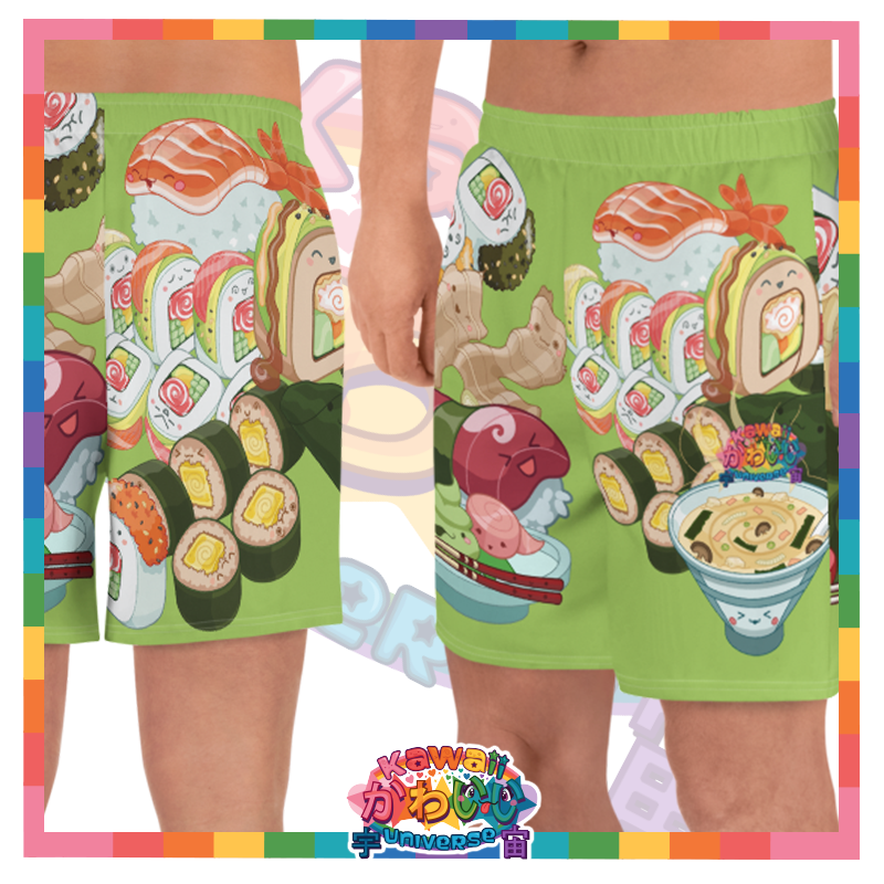 Kawaii Universe - Cute Sushi and Nigiri Designer Mens Sport Shorts