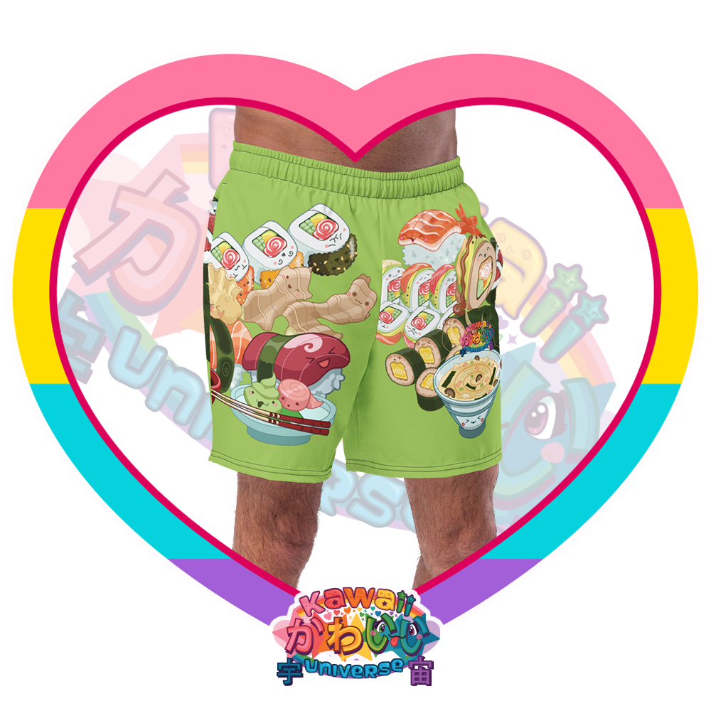 Kawaii Universe - Cute Sushi and Nigiri Designer Mens Swim Shorts