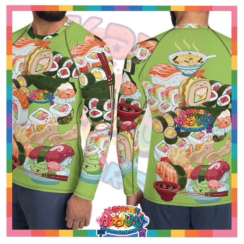 Kawaii Universe - Cute Sushi and Nigiri Designer Mens Rash Guard