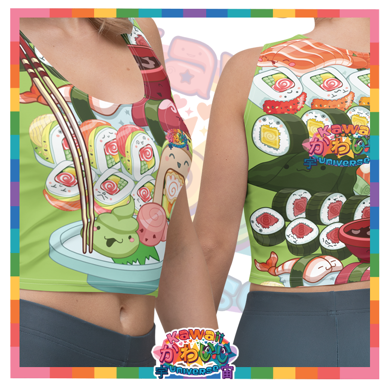 Kawaii Universe - Cute Sushi and Nigiri Ladies Sports Crop