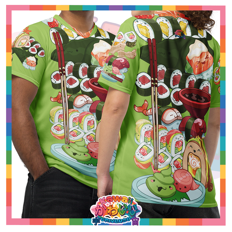 Kawaii Universe - Cute Sushi and Nigiri Designer Unisex Eco Sports Tee