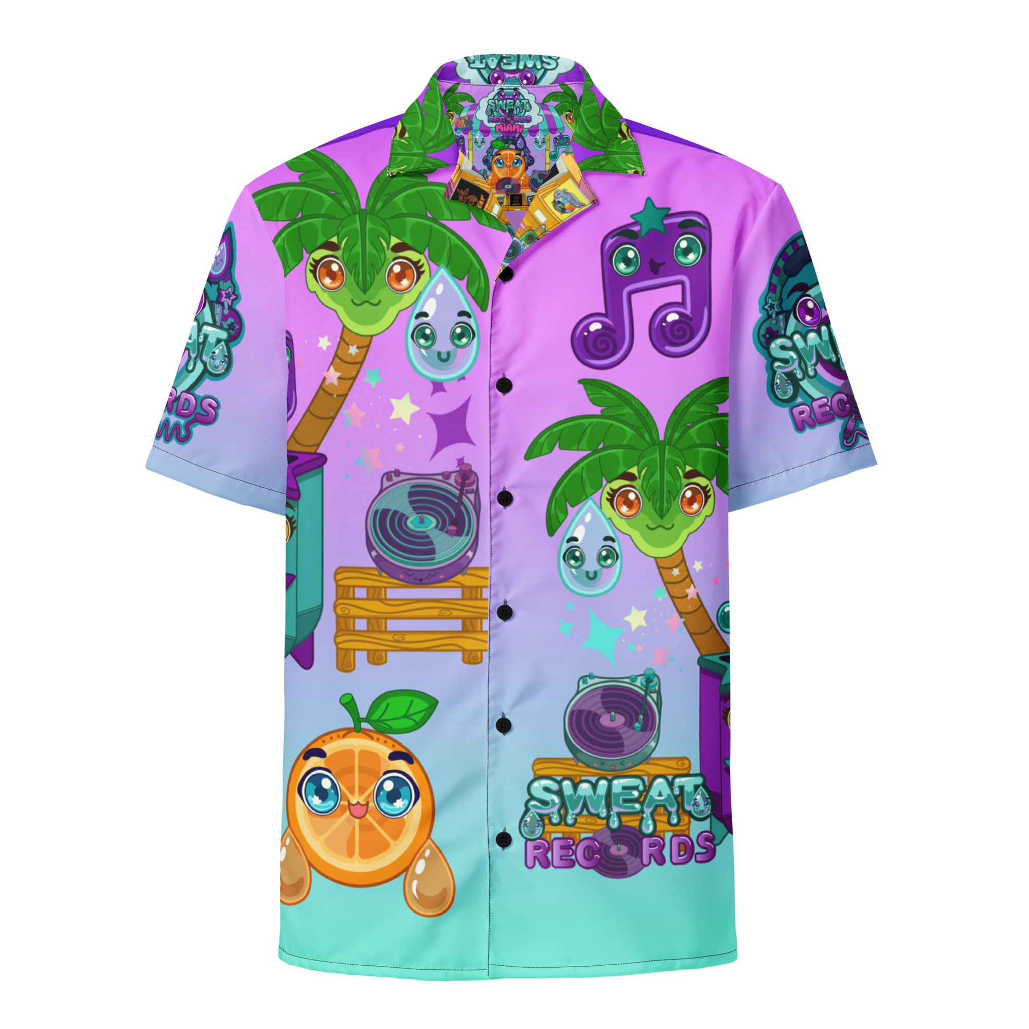 Kawaii Universe - Cute Sweat Records Miami Unisex Button Up Shirt