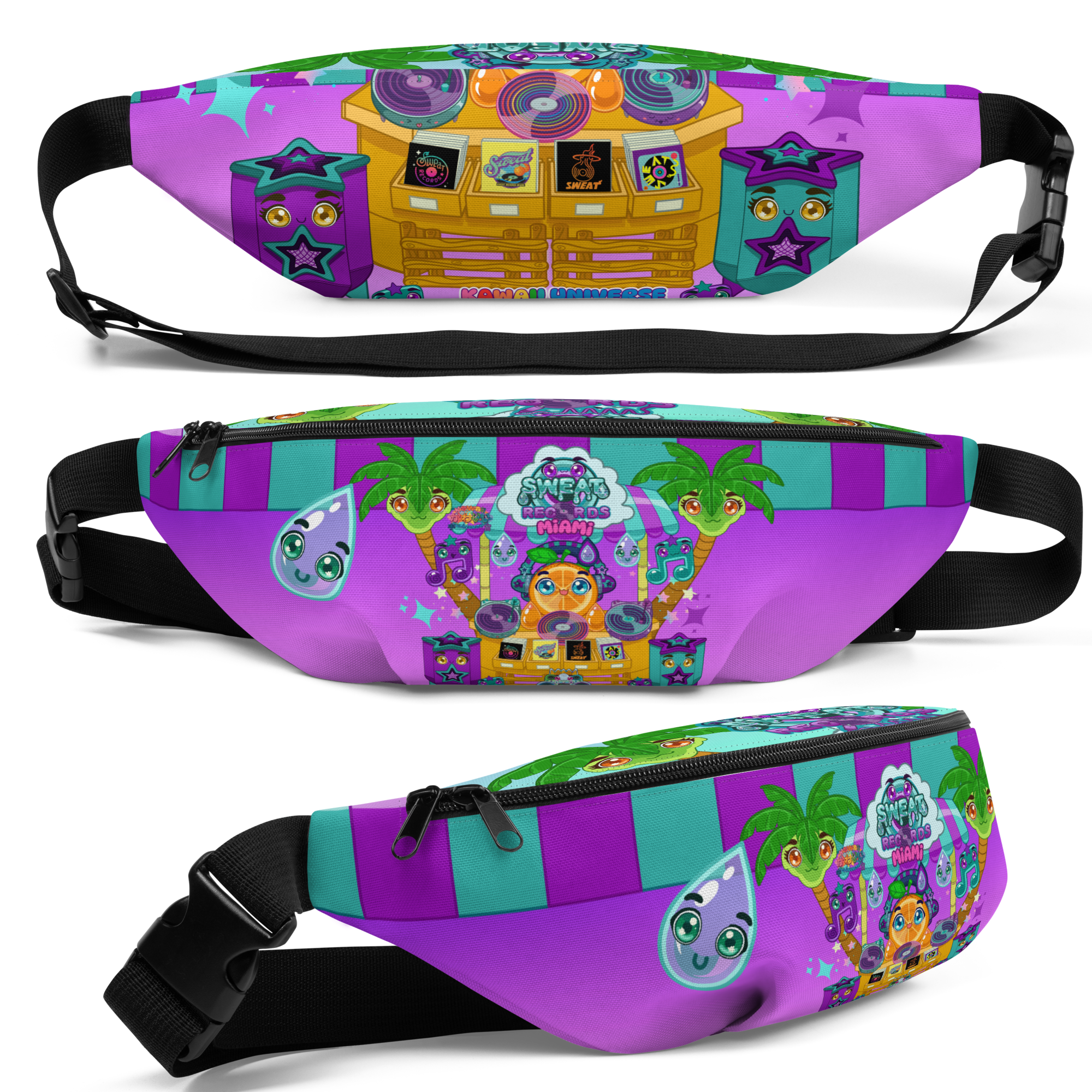 Kawaii Universe - Cute Sweat Records Miami Unisex Fanny Pack