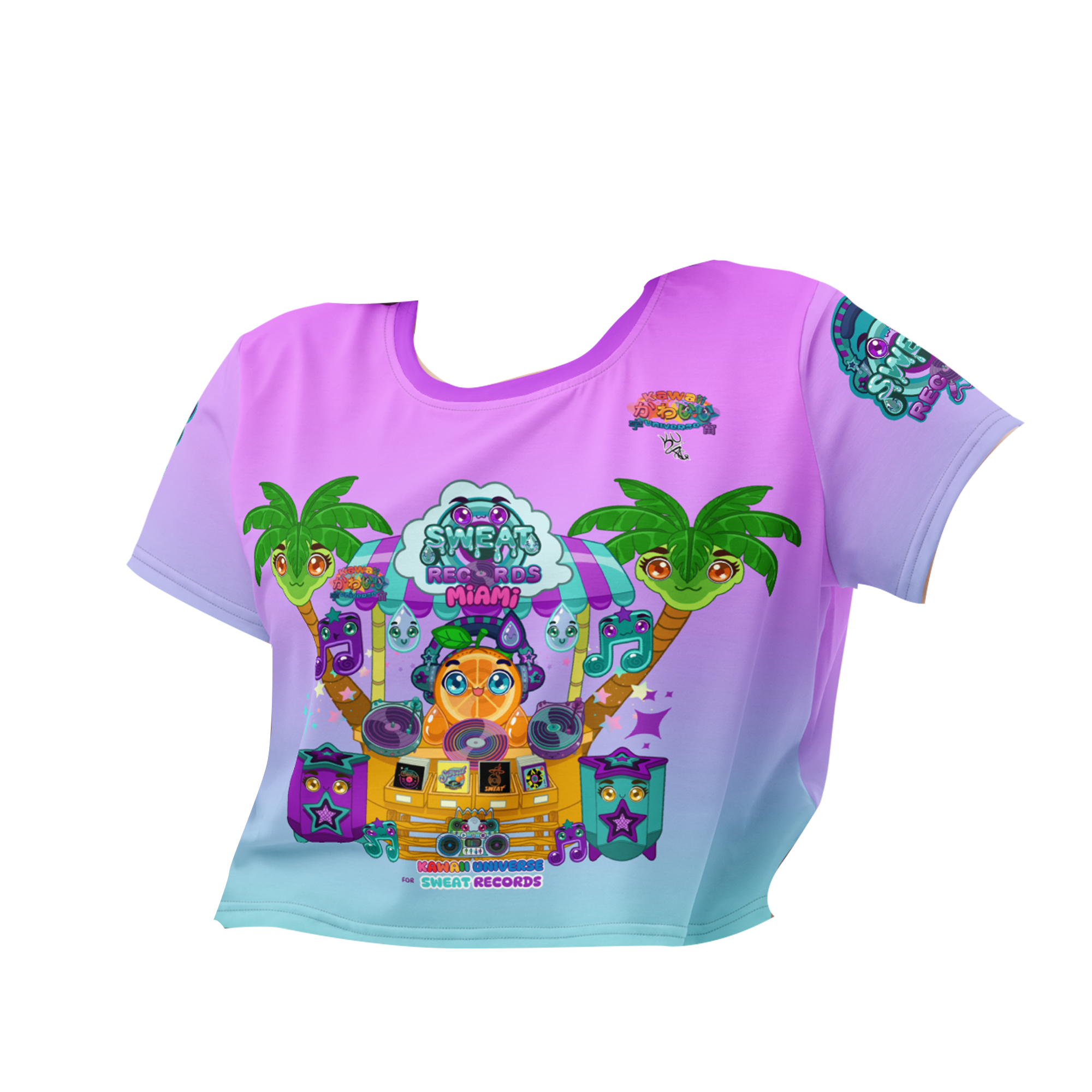 Kawaii Universe - Cute Sweat Records Miami Flowy Crop Top