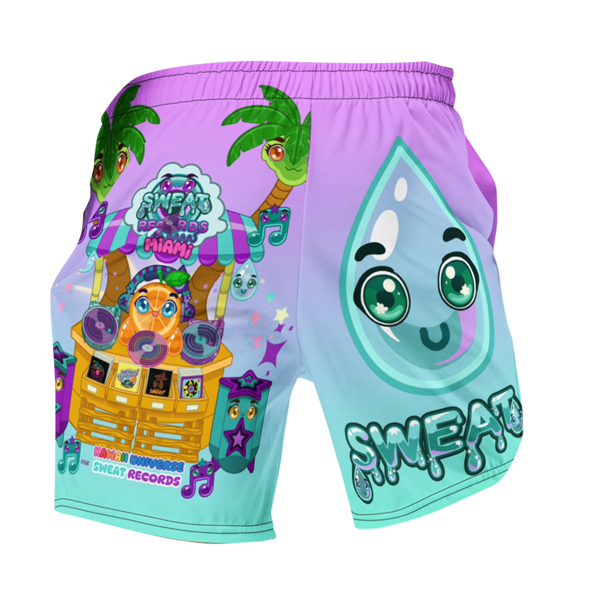Kawaii Universe - Cute Sweat Records Miami Unisex Sport or Swim Shorts