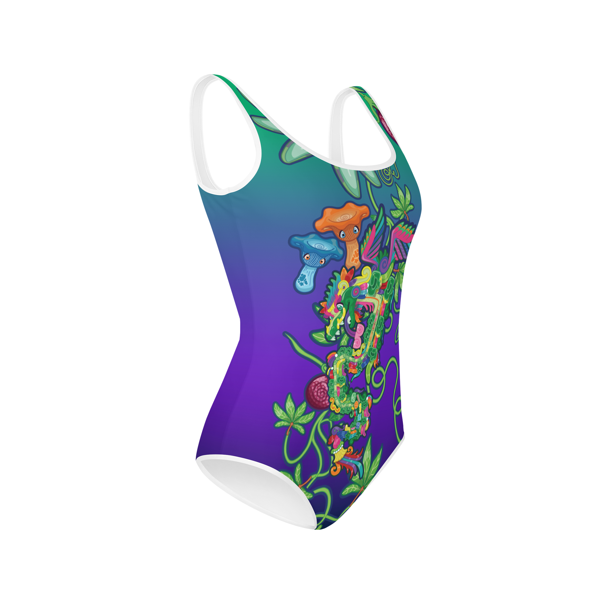 Kawaii Universe - Cute Year of The Dragon Quetzal Collab DrWillTatu Toddler to Tween Swimsuit