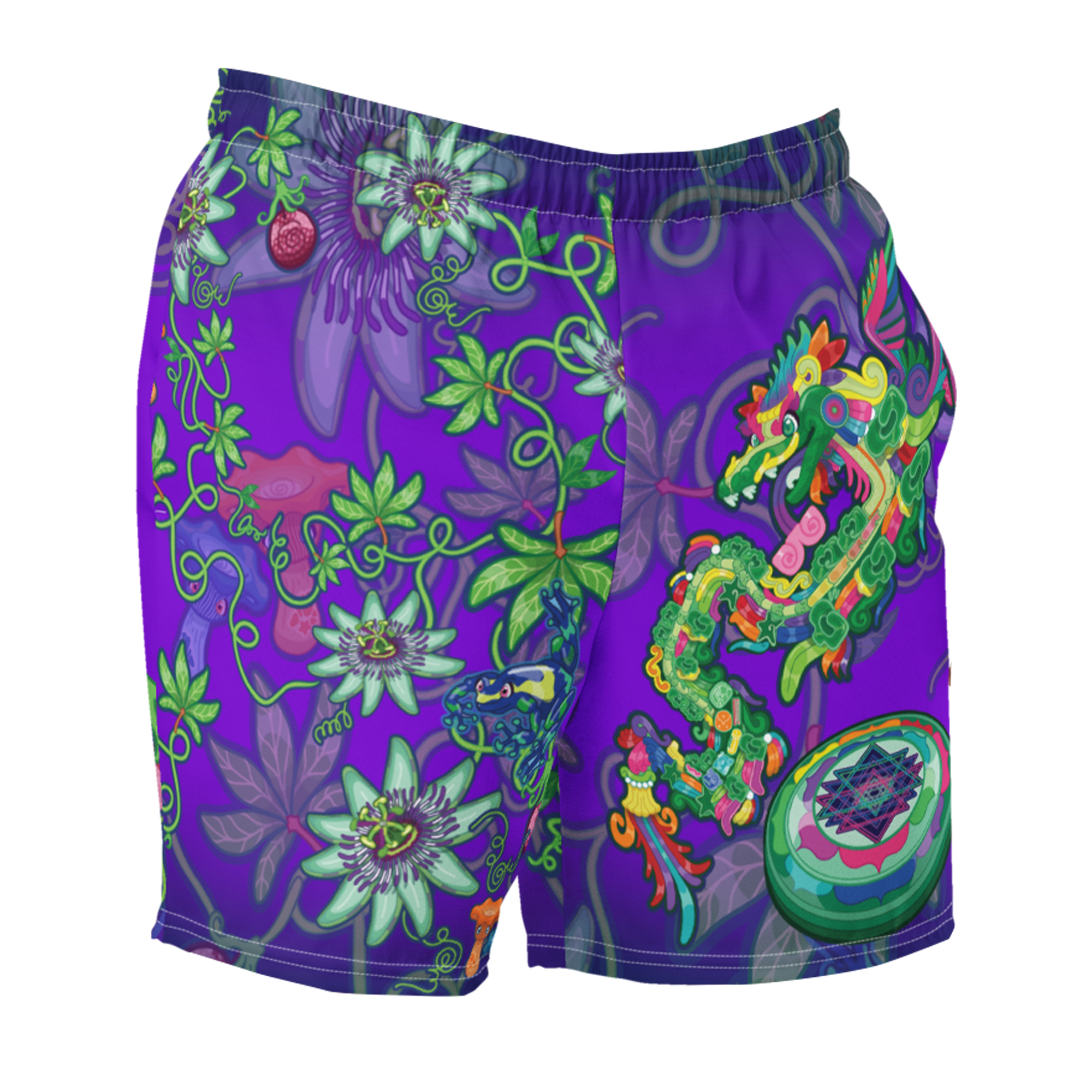 Kawaii Universe - Cute Year of the Dragon Quetzal Collab DrWillTatu Mens Swim Shorts