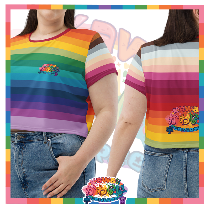 Kawaii Universe - Cute Alphabetic Spectrum Ladies Flowy Crop