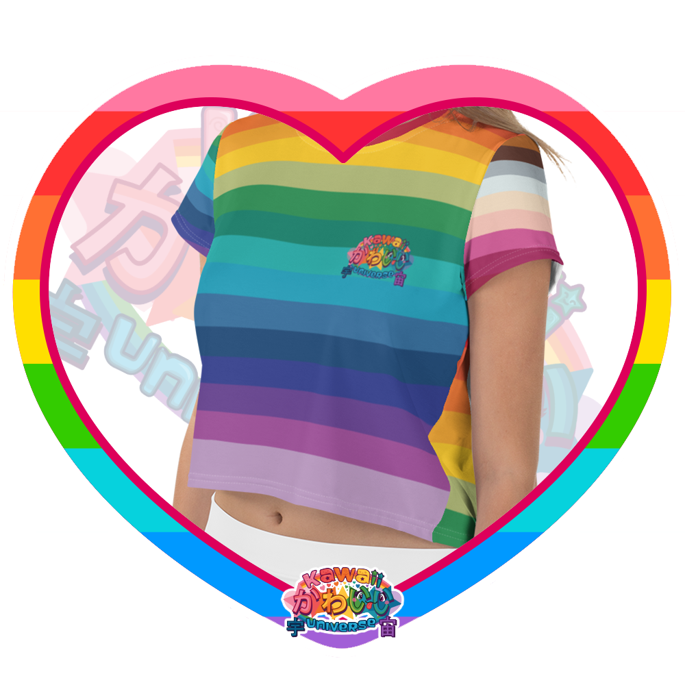 Kawaii Universe - Cute Alphabetic Spectrum Ladies Flowy Crop