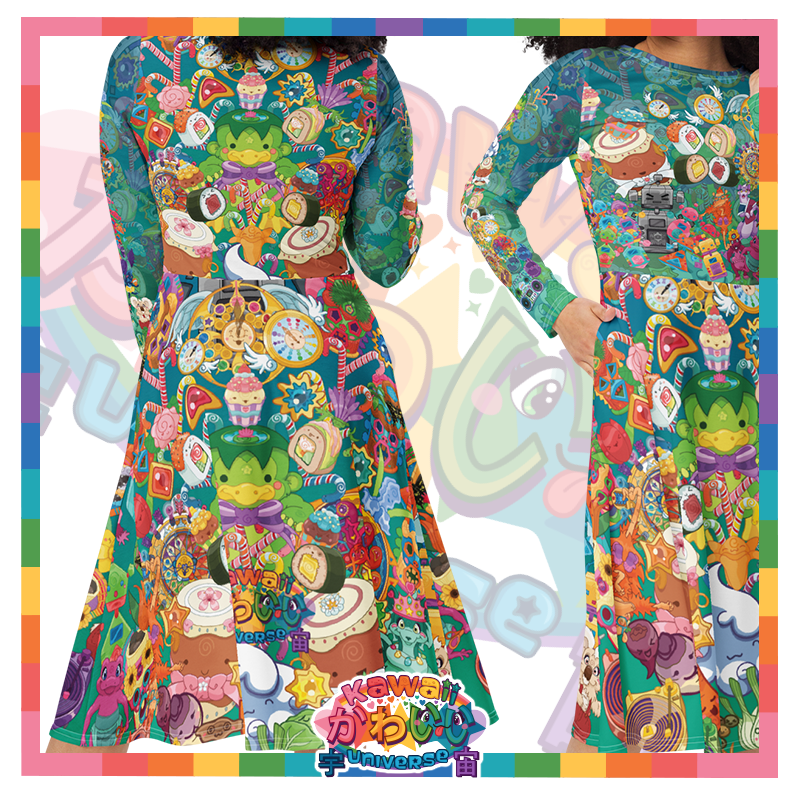 Kawaii Universe - Cute Cheery KUtemas Designer Flow Dress