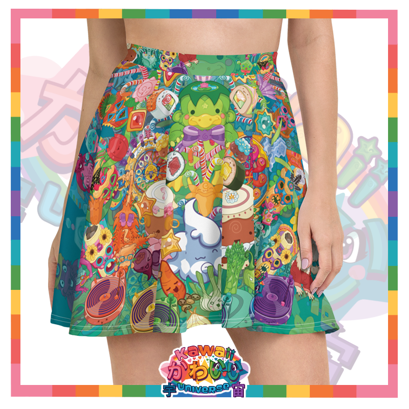 Kawaii Universe - Cute Cheery KUtemas Designer Flowy Skirt