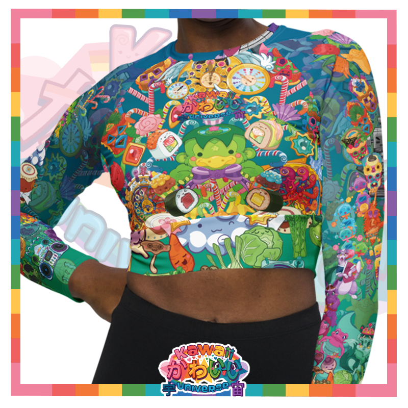 Kawaii Universe - Cute Cheery KUtemas Longsleeve Crop Top