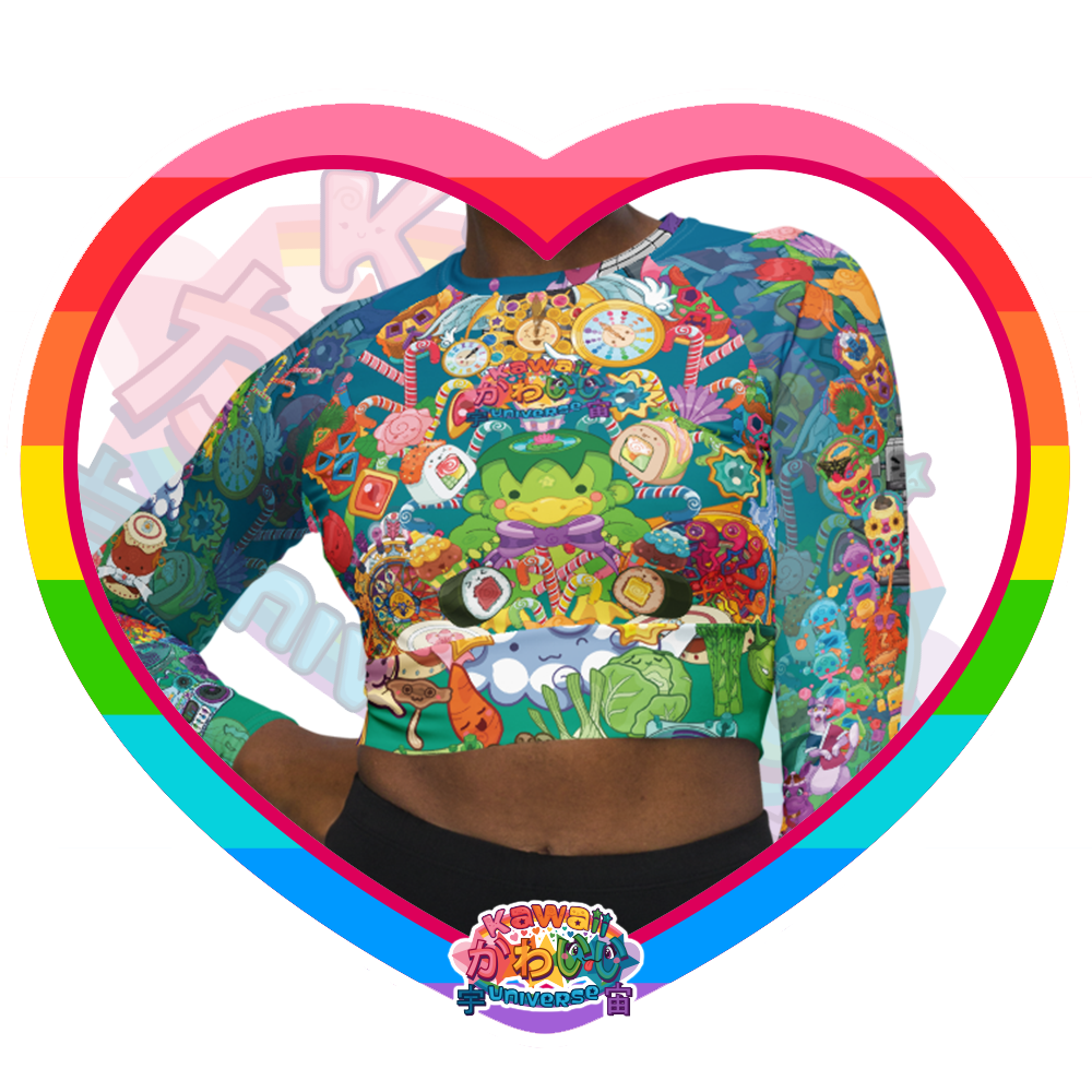 Kawaii Universe - Cute Cheery KUtemas Longsleeve Crop Top