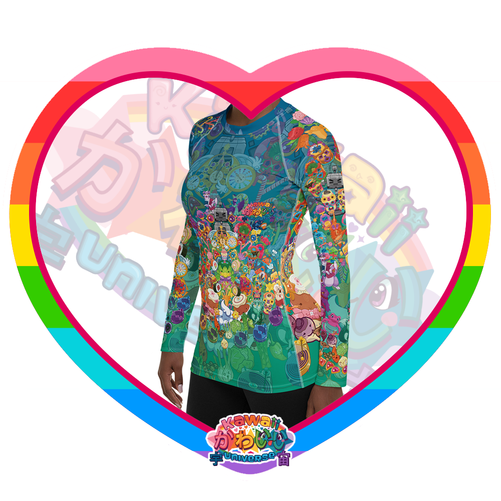 Kawaii Universe - Cute Cheery KUtemas Ladies Rash Guard