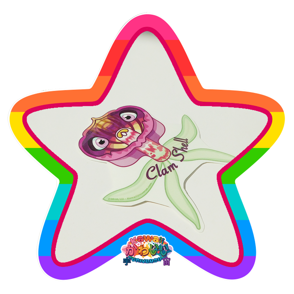 Kawaii Universe - Clam Shell Orchid Versatile Sticker - Classic or Glass Decal or Magnet or Patch