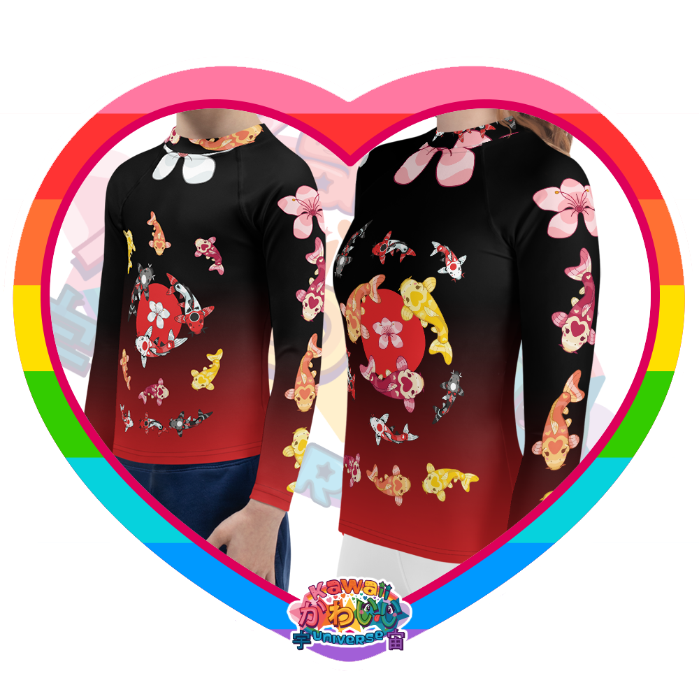 Kawaii Universe - Cute Classic Koi Noir Toddler to Tween Unisex Swim Shirt