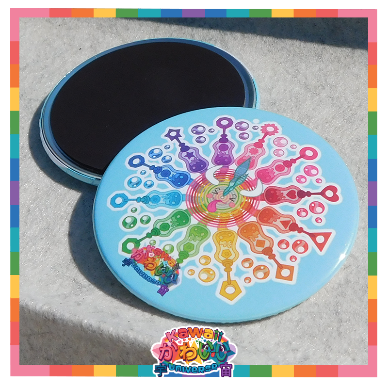 Kawaii Universe - Cute Cosmic Clean Bubble Clock Designer Medallion Magnet