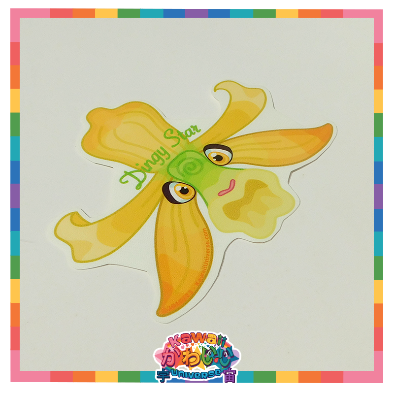 Kawaii Universe - Dingy Star Orchid Versatile Sticker - Classic or Glass Decal or Magnet or Patch