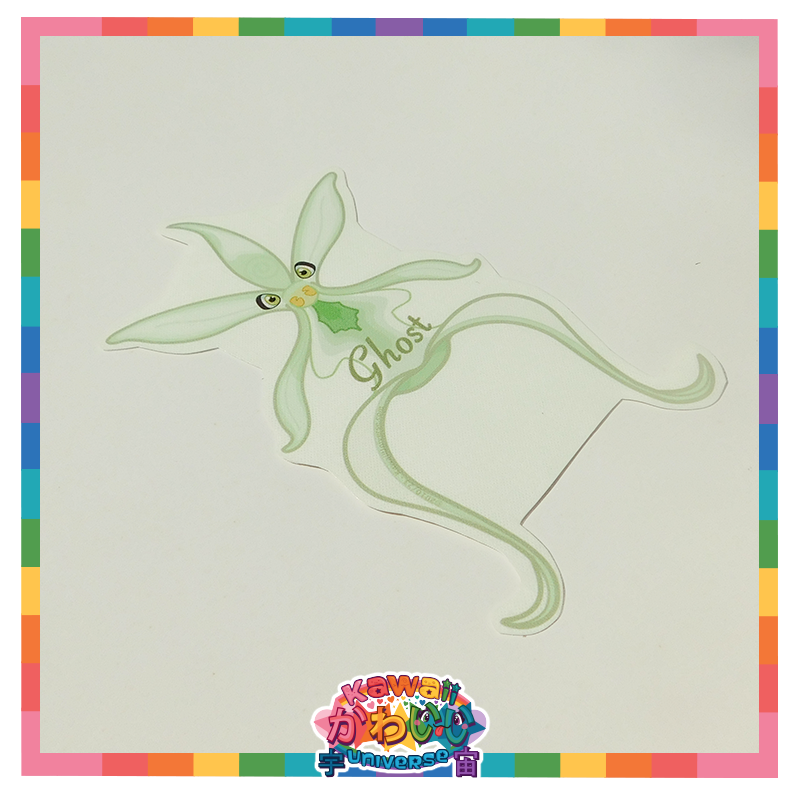 Kawaii Universe - Ghost Orchid Versatile Sticker - Classic or Glass Decal or Magnet or Patch