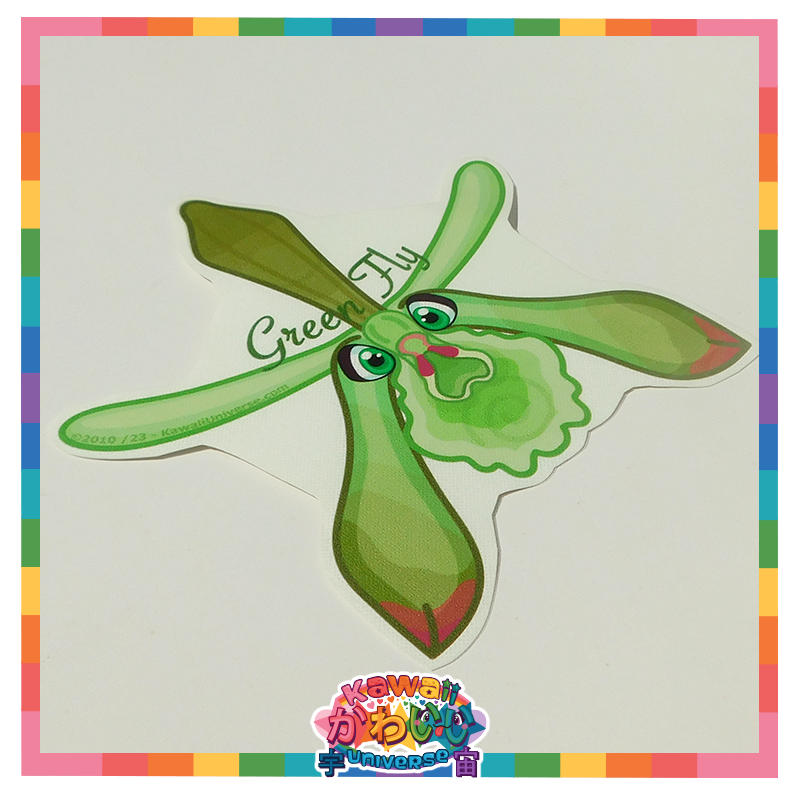 Kawaii Universe - Green Fly Orchid Versatile Sticker - Classic or Glass Decal or Magnet or Patch