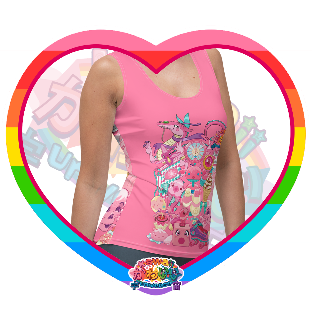 Kawaii Universe - Cute Hyper Nikomi Pink Collection Ladies Tank Top