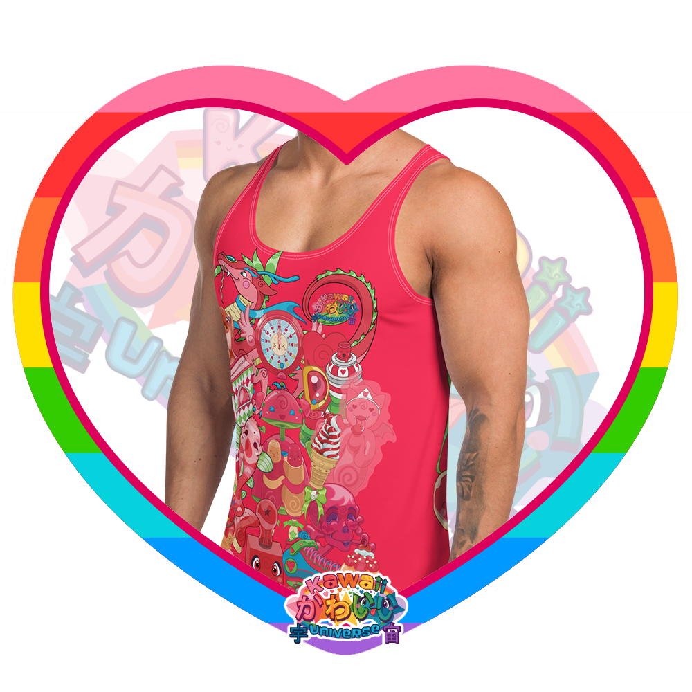 Kawaii Universe - Cute Hyper Nikomi Red Collection Mens or Unisex Tank Top