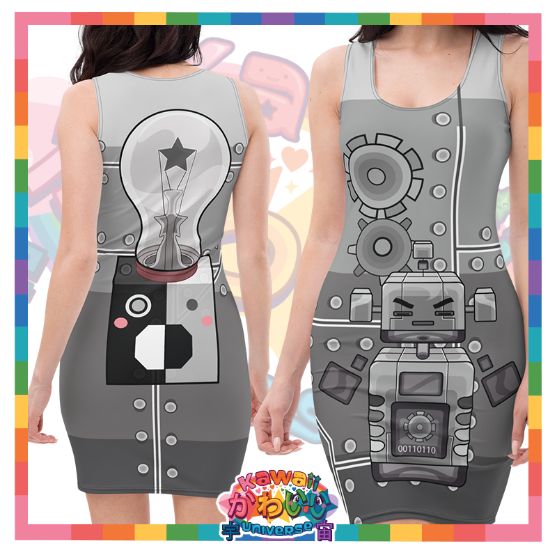 Kawaii Universe - Cute Metallized Robot Designer Cling Dress