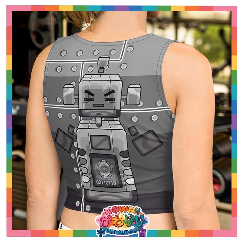 Kawaii Universe - Cute Metallized Robot Ladies Sports Crop