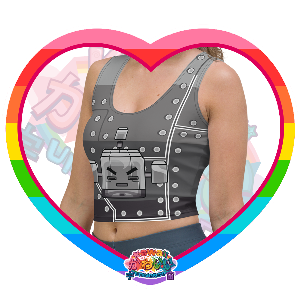 Kawaii Universe - Cute Metallized Robot Ladies Sports Crop