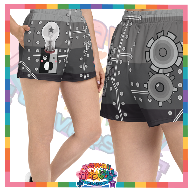 Kawaii Universe - Cute Metallized Robot Ladies Sport Shorts