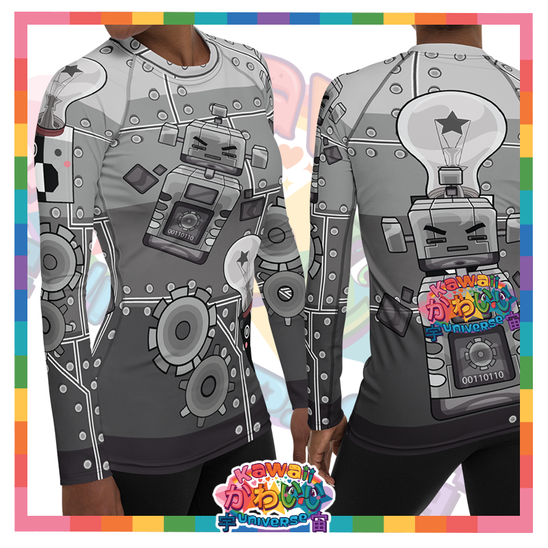 Kawaii Universe - Cute Metallized Robot Ladies Rash Guard