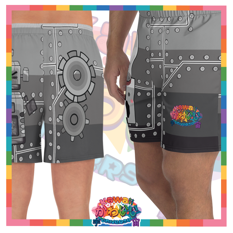 Kawaii Universe - Cute Metallized Robot Mens Sport Shorts