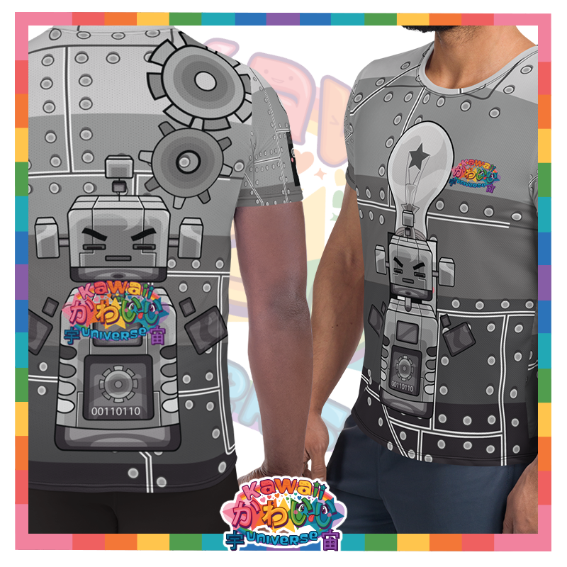 Cute Metallized Robot Men's Workout Shirt