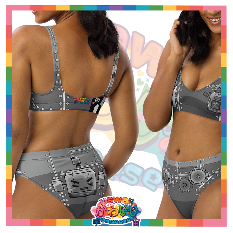 Kawaii Universe - Cute Metallized Robot Ladies Sport Bikini Set