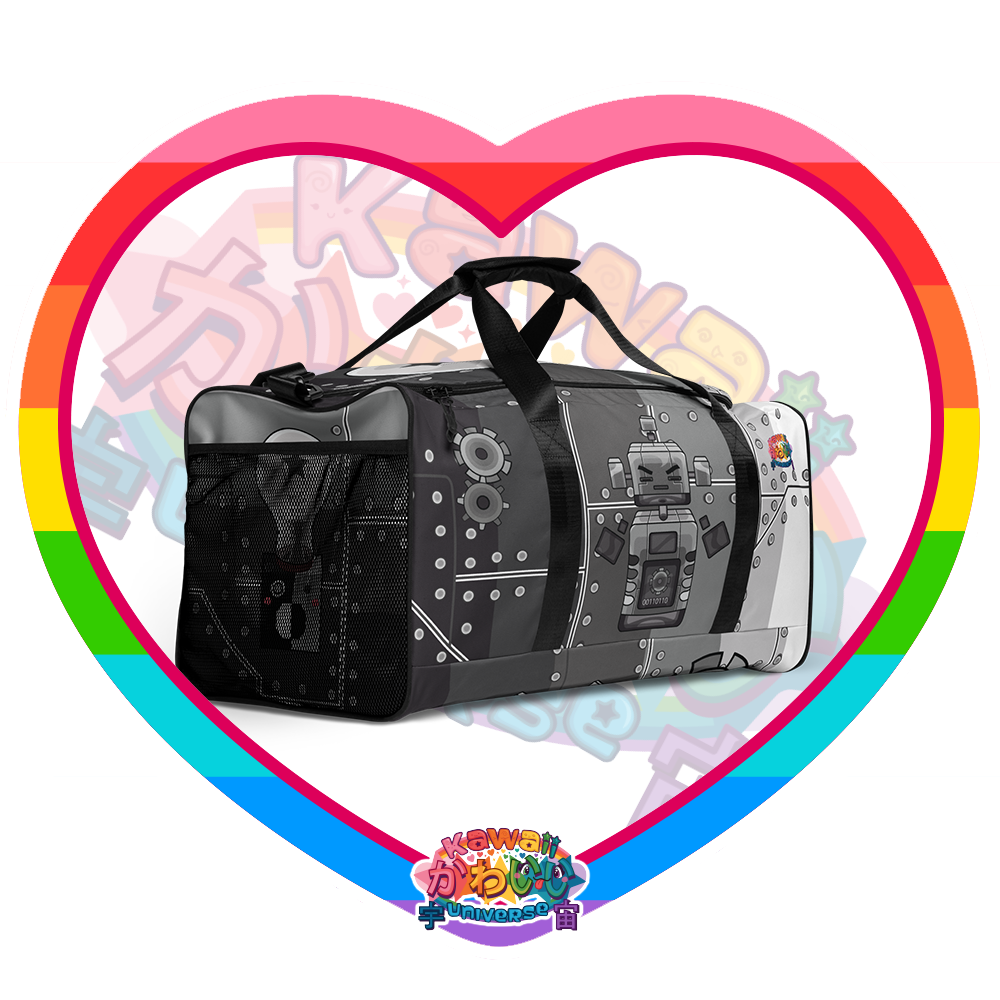 Kawaii Universe - Cute Metallized Robot Designer Duffel Bag