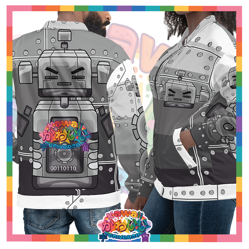 Cute Metallized Robot Designer Unisex Zip Up Jacket