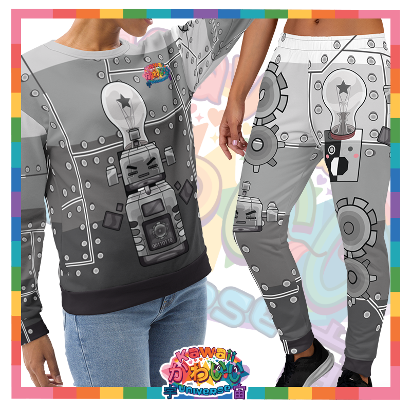 Cute Metallized Robot Womens Sweat Suit